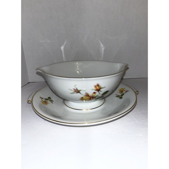Vintage Rosenthal Aida China Petal Lane Footed Gravy Boat Bowl Made in Germany - Picture 6 of 10